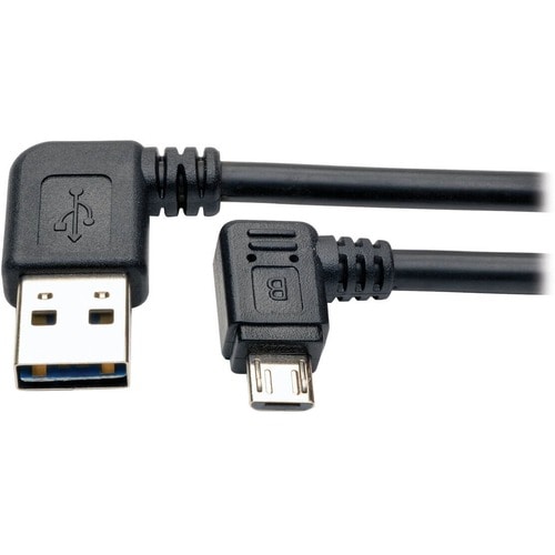 Eaton Tripp Lite Series Micro USB Cable for Charging (M/M) - Reversible Left/Right USB-A to Right-Angle USB Micro-B, Black