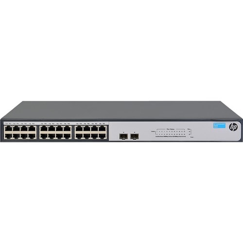 HPE 1420-24G-2SFP Switch - 24 Ports - Gigabit Ethernet - 10/100Base-TX, 10/100/1000Base-T, 1000Base-X - 2 Layer Supported 