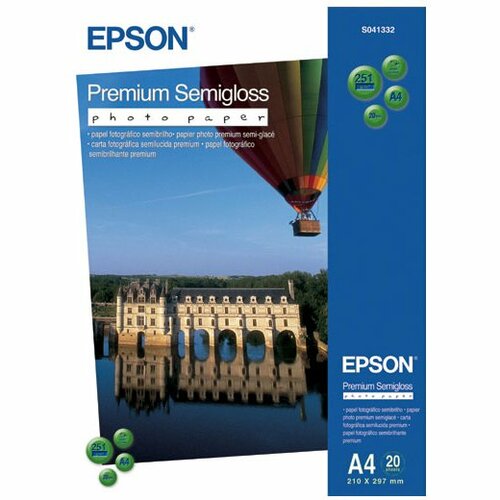 Carta foto Epson Premium C13S041332 Ad inchiostro - A4 - 210,06 mm x 296,93 mm - 251 g/m² Grammage - Semi-gloss - 20 Foglio