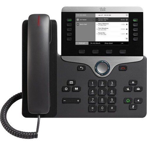 Cisco 8811 Telefone IP - Montagem em parede - Preto - 5 x Linha Total - VoIP - 12,7 cm (5") - 2 x Rede (RJ-45) - PoE Ports