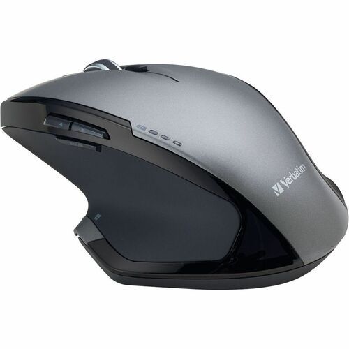 Verbatim Wireless Desktop 8-Button Deluxe Mouse - Blue LED - Wireless - Radio Frequency - Graphite - USB - 1600 dpi - Scro