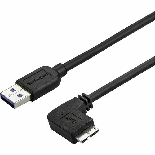 StarTech.com 2m 6 ft Slim Micro USB 3.0 (5Gbps) Cable - M/M - USB 3.0 A to Right-Angle Micro USB - USB 3.2 Gen 1 - Positio