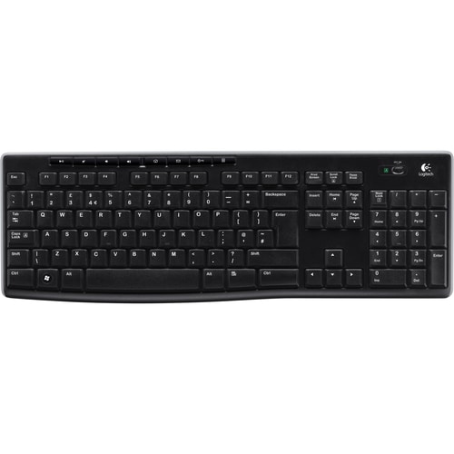 Logitech K270 Keyboard - Wireless Connectivity - USB Interface - Dutch - Black - RF - 10.06 m - 2.40 GHz - Internet, Email