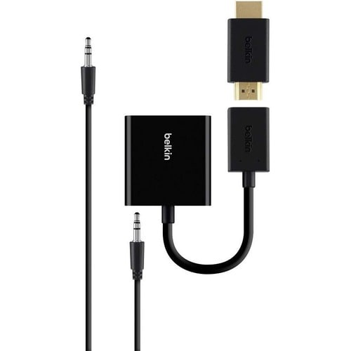 Belkin Universal HDMI to VGA Adaptor with Audio - HDMI/Mini-phone/USB/VGA A/V Cable for Chromebook, Chromecast, Apple TV, 
