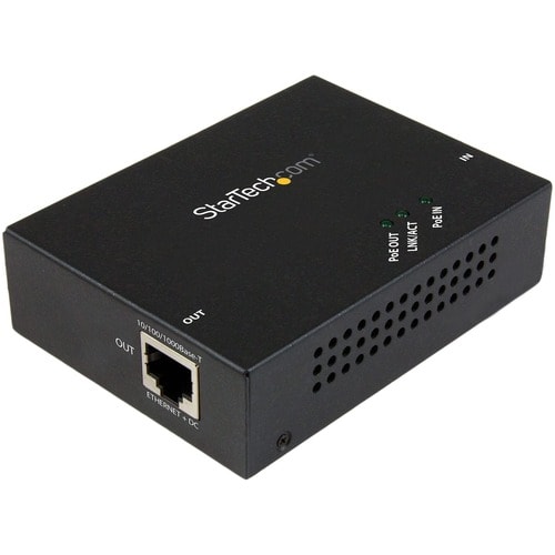 StarTech.com 1 Port Gigabit PoE+ Extender - 802.3at and 802.3af - 100 m (330 ft) - Power over Ethernet Extender - PoE Repe
