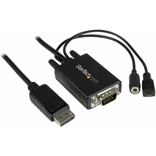 StarTech.com 6 ft 2m DisplayPort to VGA Adapter Cable with Audio - DP to VGA Converter - 1920x1200 - Cable for Monitor, Sp