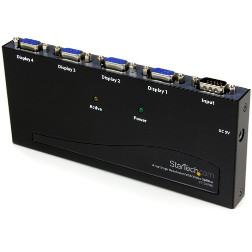StarTech.com Signal Splitter - Steel - Black - TAA Compliant - 2048 x 1536 - 350 MHz Maximum Video Bandwidth - 64.01 m Max