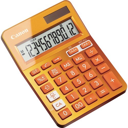 Canon LS-123K Simple Calculator - Angled Display, Dual Power, Key Rollover, Sign Change, Double Zero, Auto Power Off, Non-