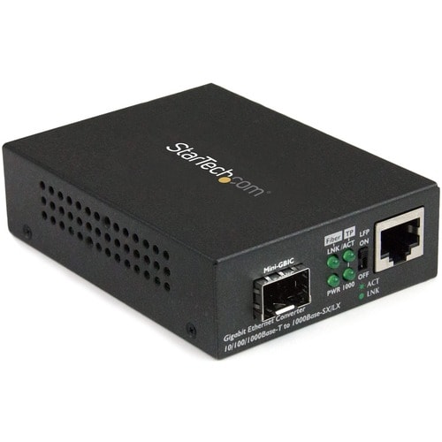 StarTech.com Gigabit Ethernet Fiber Media Converter with Open SFP Slot - Supports 10/100/1000 Networks - Convert and exten