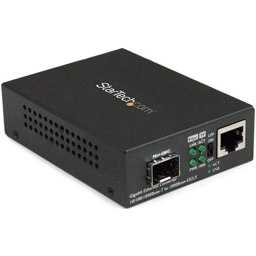 StarTech.com Gigabit Ethernet Glasfaser Medienkonverter mit offenem SFP Steckplatz - Unterstützt 10/100/1000 Netzwerke - 1