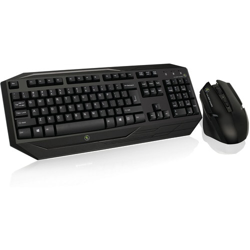 IOGEAR Wireless Gaming Keyboard and Mouse Combo - USB 2.0 Membrane Wireless RF 2.40 GHz Keyboard - 104 Key - Black - USB 2