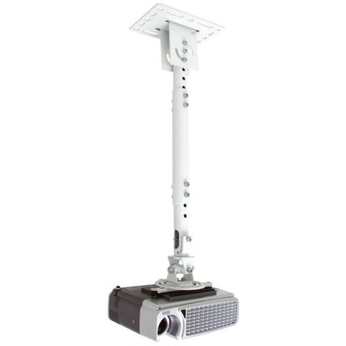 Atdec TH-WH-PJ-CM Ceiling Mount for Projector - White, Silver - Height Adjustable - 14.97 kg Load Capacity - Steel