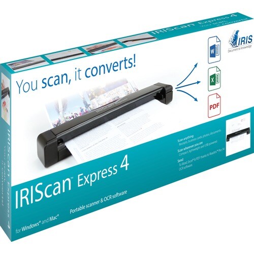 Escáner de superficie plana I.R.I.S. IRIScan Express 4 - 1200 ppp Óptico - 8 ppm (Mono) - 8 ppm (Color) - USB