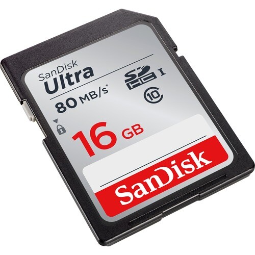 SanDisk Ultra 16 GB Class 10/UHS-I SDHC - 80 MB/s Read - 10 Year Warranty 80MB/S C10 U