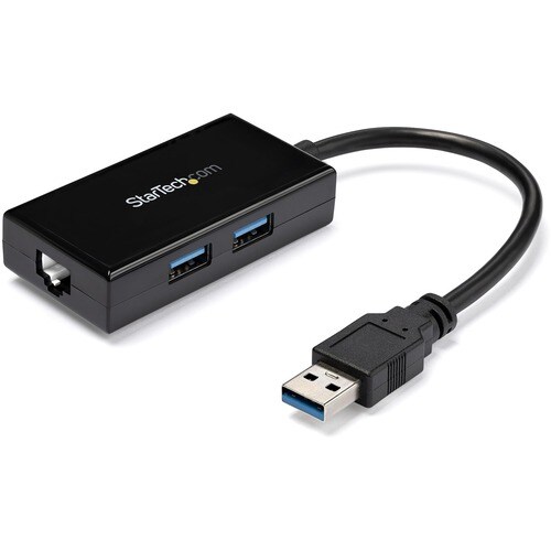 StarTech.com 2 Port USB 3.0 Hub with Ethernet - USB 3.0 x 2 - Gigabit Ethernet Network Adapter for Windows / Mac / Chrome 