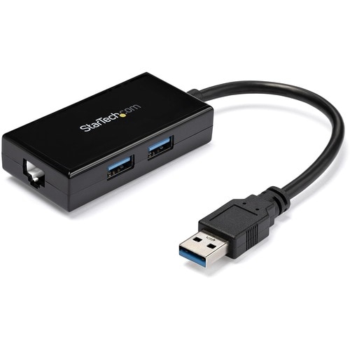 StarTech.com 2 Port USB 3.0 Hub with Ethernet - USB 3.0 x 2 - Gigabit Ethernet Network Adapter for Windows / Mac / Chrome 
