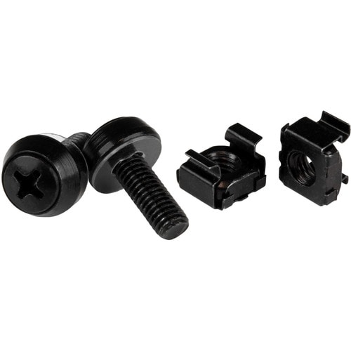 StarTech.com Paquet de 100 vis et écrous cages M6 x 12 mm - Noir - Vis étagère, Écrou cage - 12 mm - Carré - Carré - Acier