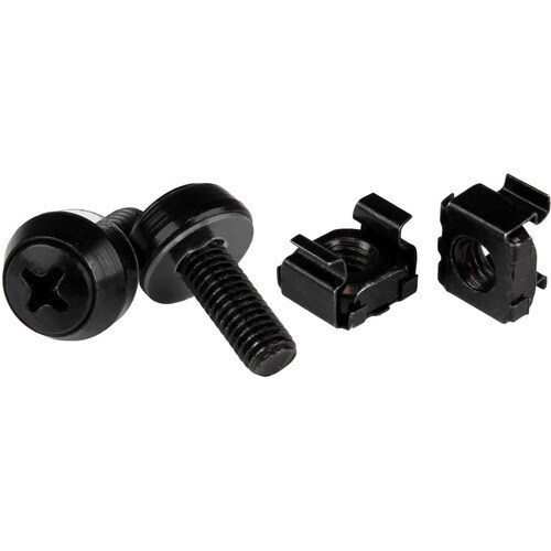 StarTech.com Confezione da 50 viti di fissaggio e dadi ingabbiati per armadi server rack - M6 x 12mm - Vite per rack, Dado