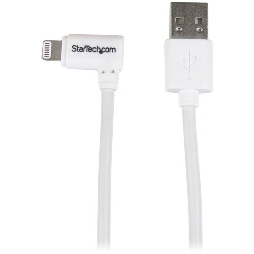 StarTech.com 1m 3 ft Angled Lightning to USB Cable - White - Angled Lightning Cable for iPhone / iPod / iPad - Cable for i