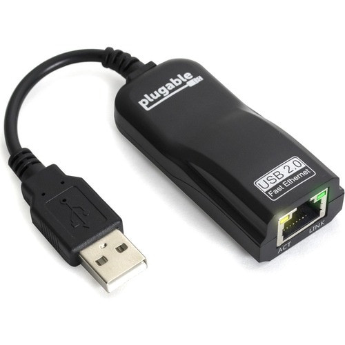 Plugable USB 2.0 to Ethernet Fast 10/100 LAN Wired Network Adapter - Compatible with Chromebook, Windows, Linux, Driverless