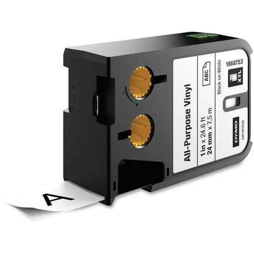 Dymo Label Tape - 24 mm Width x 1000 mm Length - Rectangle - Thermal Transfer - Black on White - Vinyl - Chemical Resistan