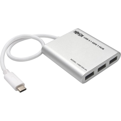 Tripp Lite by Eaton 4-Port USB-C Hub, USB 3.x (5Gbps), 4x USB-A Ports, USB Micro-B Power Input, Silver - USB Type C - Exte