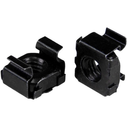 StarTech.com M6 Cage Nuts - 100 Pack, Black - M6 Mounting Cage Nuts for Server Rack & Cabinet - Cage Nut - Steel - Black -