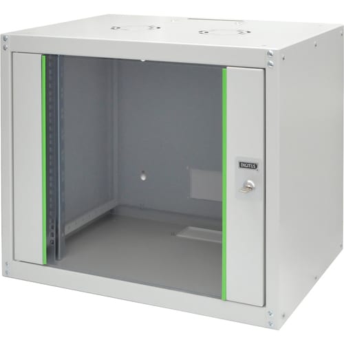 Digitus SoHo 16U Wall Mountable Rack Cabinet - 482.60 mm Rack Width - Light Grey - Steel, Glass