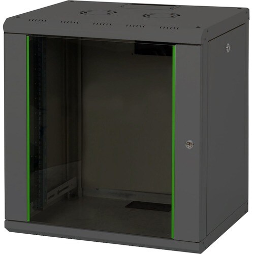 DIGITUS Professional 12U Wall Mountable Rack Cabinet for LAN Switch, Patch Panel - 482.60 mm Rack Width - Black - Steel, G