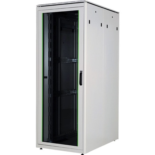 Digitus Unique 42U Rack Cabinet for LAN Switch, Patch Panel - 482.60 mm Rack Width - Light Grey - Steel, Glass - 600 kg Ma