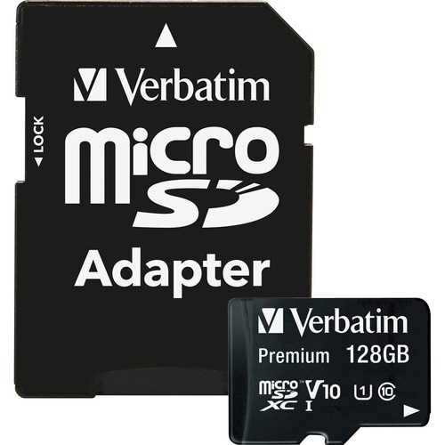 Verbatim Premium 128 GB Class 10/UHS-I microSDXC - 1 Pack - TAA Compliant - 45 MB/s Read