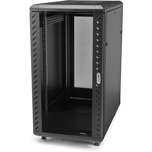 StarTech.com 4-Post 25U Server Rack Cabinet, 19" Data Rack Cabinet for Computer / IT Equipment, Home Network Rack, Half He