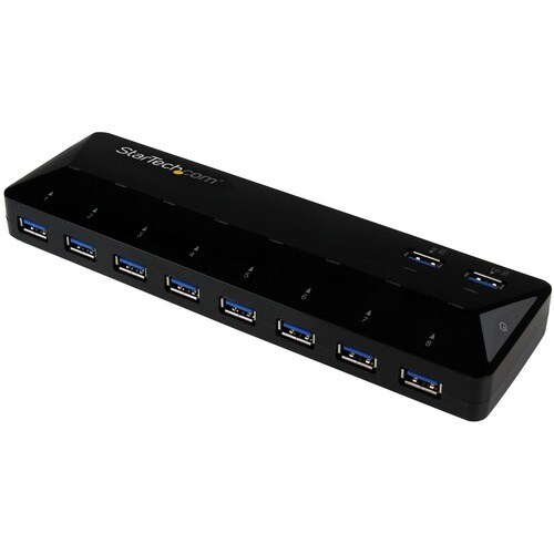 StarTech.com 10-Port USB 3.0 Hub with Charge and Sync Ports - 2 x 1.5A Ports - Desktop USB Hub and Fast-Charging Station -