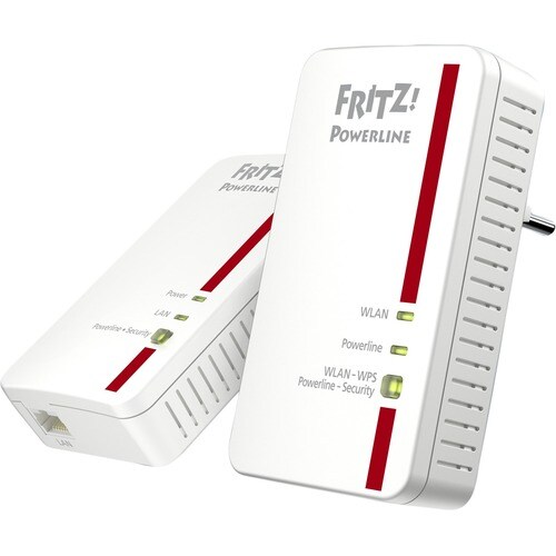 FRITZ! 1240E Powerline Netzwerkadapter - 1 x Netzwerk (RJ-45) - 1200 Mbit/s Stromleitung - Wireless LAN - IEEE 802.11n - 3