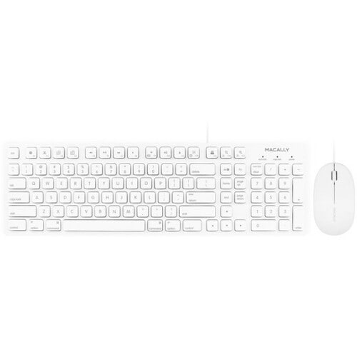 Macally Keyboard & Mouse - USB Cable - 103 Key - USB Cable - Optical - 1000 dpi - 3 Button - Scroll Wheel - QWERTY - Compa