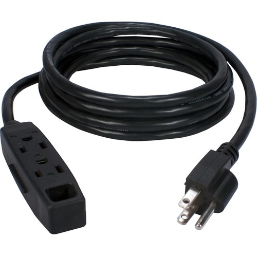 QVS 3-Outlet 3-Prong 6ft Power Extension Cord - For Computer, Electronic Equipment - 120 V AC13 A - Black - 6 ft Cord Leng