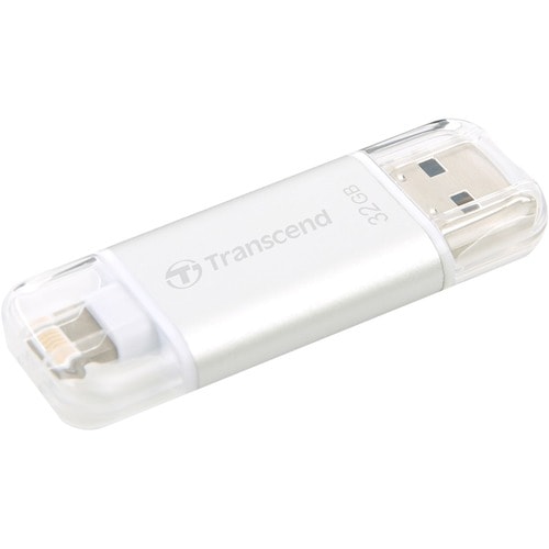 Transcend 32GB JetDrive Go 300 Lightning USB 3.1 Flash Drive - 32 GB - Lightning, USB 3.1 - Silver