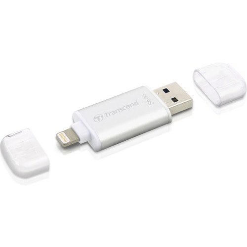 Transcend 64GB JetDrive Go 300 Lightning USB 3.1 Flash Drive - 64 GB - Lightning, USB 3.1 - Silver