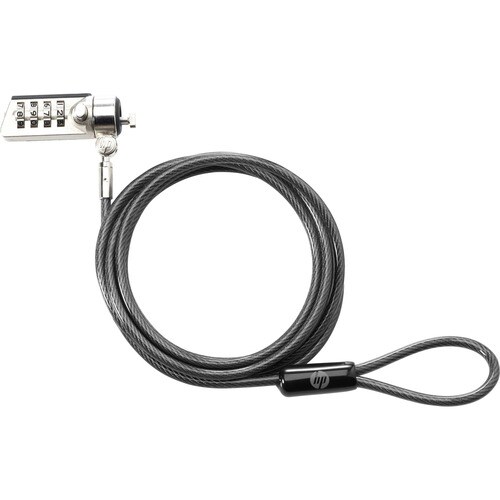HP Cable Lock For Notebook - 1.83 m Cable - Combination Lock - Black - Galvanized Steel - For Notebook