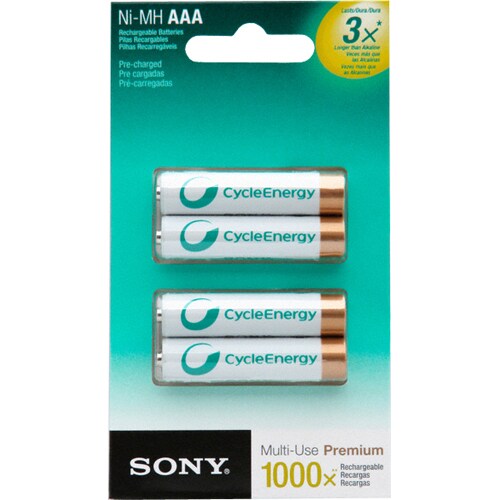 Sony NHAAAB4KN Battery - Nickel Metal Hydride (NiMH) - 4 - For Multipurpose - Battery Rechargeable - AAA - 800 mAh