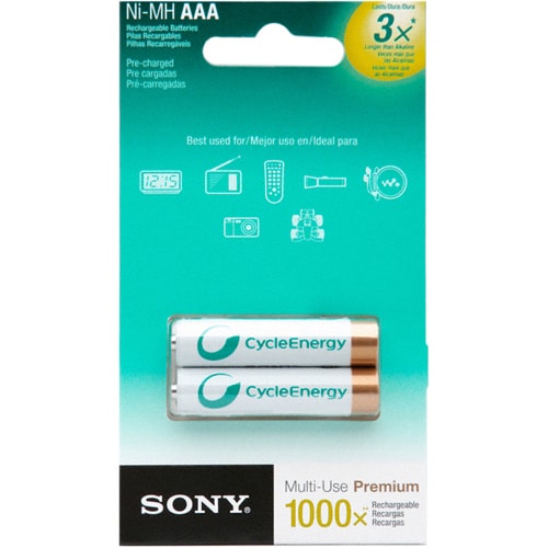 Sony Cycle Energy NHAAAB2KN Battery - Nickel Metal Hydride (NiMH) - 2 - For Multipurpose - Battery Rechargeable - AAA - 80