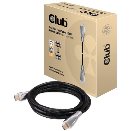 Club 3D Premium High Speed HDMI 2.0 4K60Hz UHD Cable 3 meter - 9.84 ft HDMI A/V Cable for Audio/Video Device, Notebook, HD