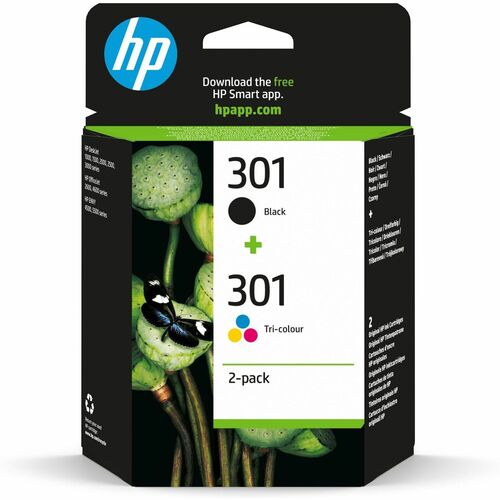 HP Conjunto Duplo de Tinteiros Originais 301 Preto/Tricolor. Tipo de cor de tinta: Tinta baseada em corante, Tipo de cartu