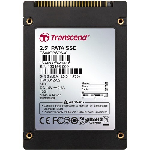 Transcend Solid State-Laufwerk - 2,5" Intern - 64 GB - IDE - 119 MB/s Maximale Lesegeschwindigkeit - 3 Jahr(e) Garantie