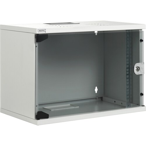 Digitus Compact 7U Wall Mountable Rack Cabinet - 482.60 mm Rack Width - Light Grey - Glass, Steel - 100 kg Maximum Weight 