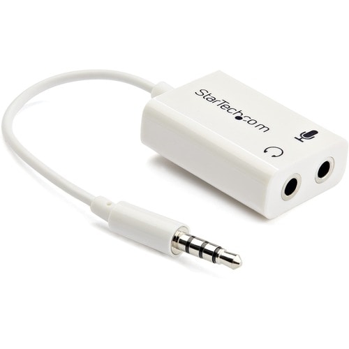 StarTech.com 3.5mm 4 Position to 2x 3 Position 3.5mm Headset Splitter Adapter M/F - White - Cable for Audio Device, Speake