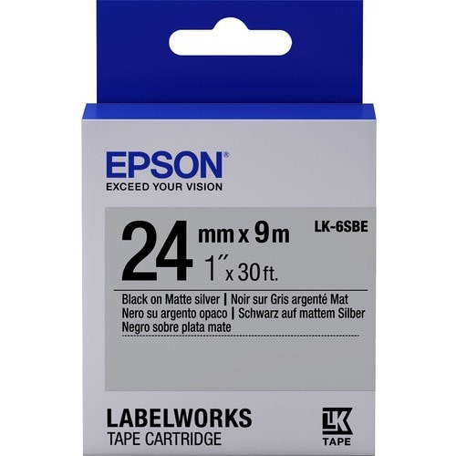 Epson LabelWorks LK-6SBE Label Tape - 24 mm Width - Thermal Transfer - Silver