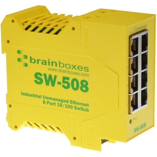 Brainboxes Industrial Ethernet 8 Port Switch DIN Rail Mountable - 8 Ports - Ethernet - 10/100Base-TX - TAA Compliant - 2 L