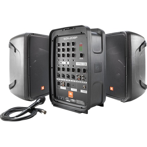 JBL 8" Packaged PA System With 8-channel Integrated Mixer - 300 W Amplifier - Cable Microphone - AC Supply - Built-in Ampl