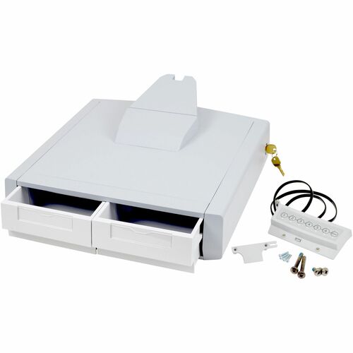 Ergotron Schublade - Mittel - 907,2 g Belastbarkeit - Grau, Weiß - Herausnehmbar, Schubladentrennwand, Verschließbar